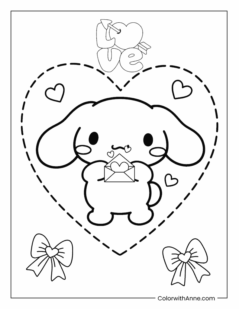 Valentine's Day Cinnamoroll Coloring Page