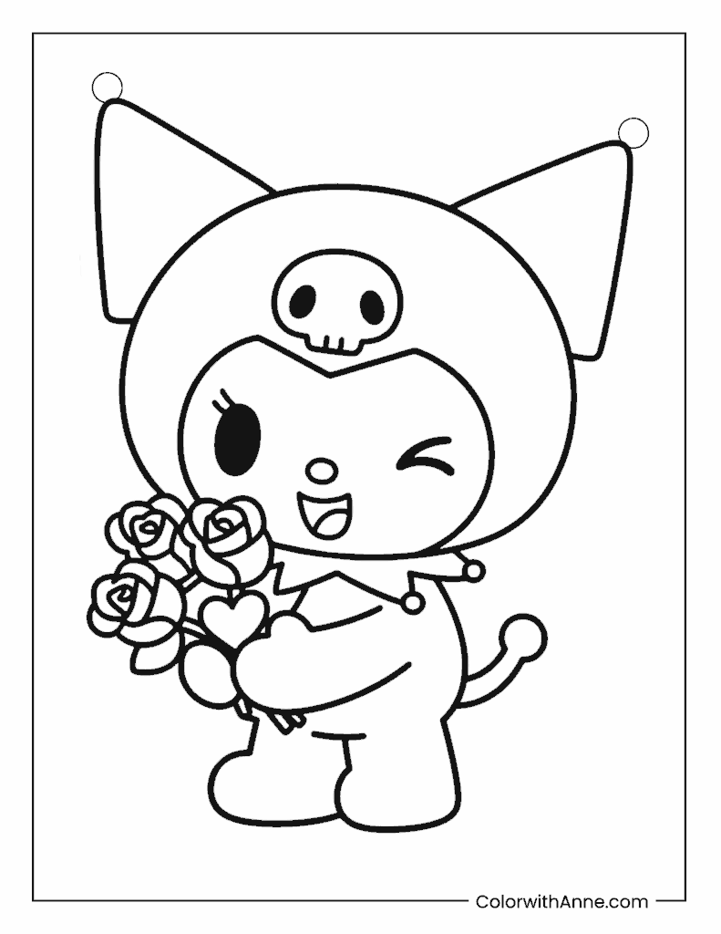 Valentine's Day Kuromi Coloring Page