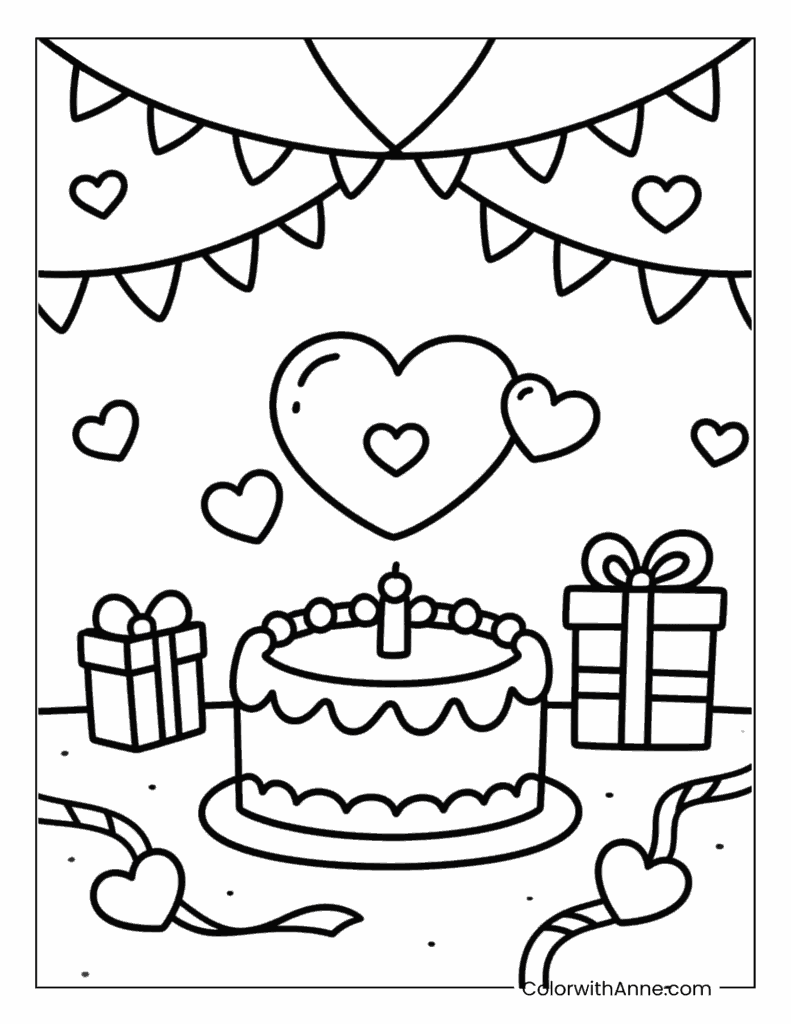 Valentine's Day Party Coloring Page