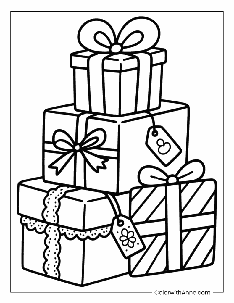 Valentine’s Day Presents Coloring Sheet