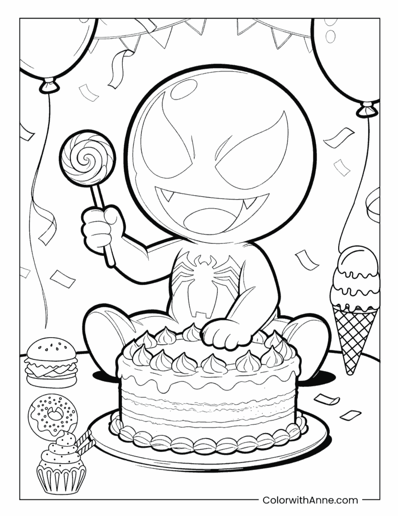 Venom Party Fun Coloring Page