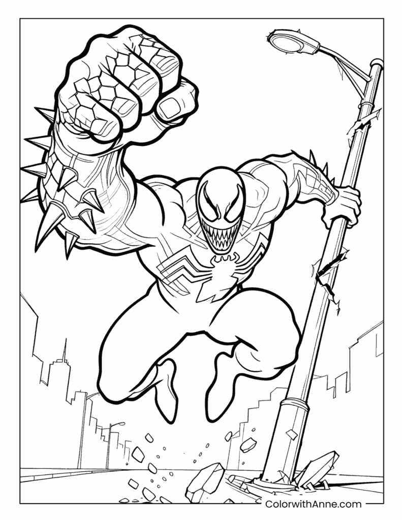 Venom Street Smash Coloring Page
