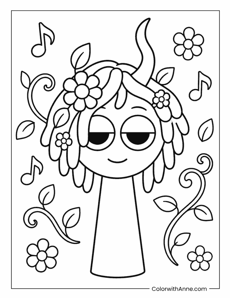 Vineria With Flower Headdress Coloring Page
