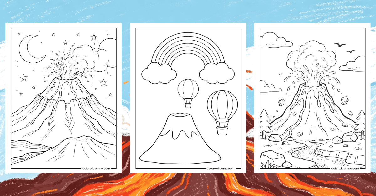 Volcano Coloring Pages Banner