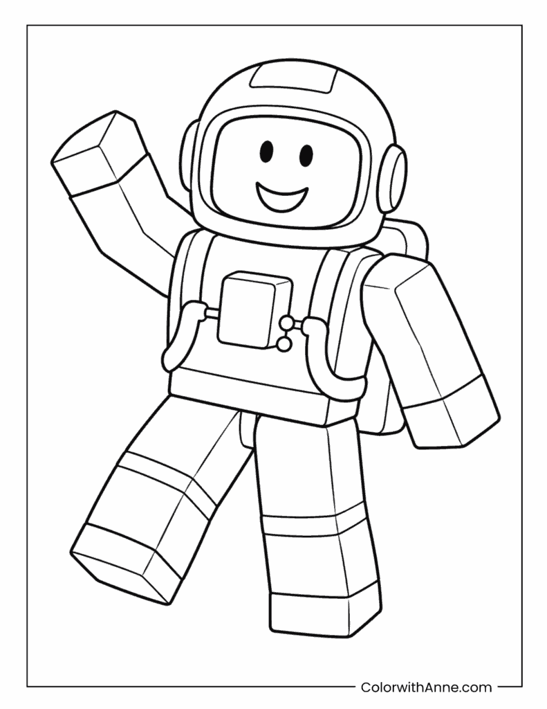 Waving Roblox Astronaut Space Explorer Coloring Page