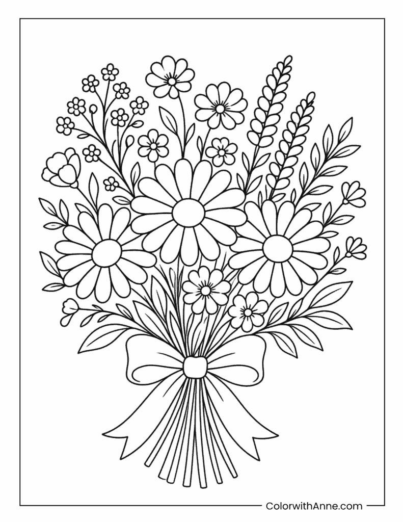 Wildflower Bouquet Coloring Page