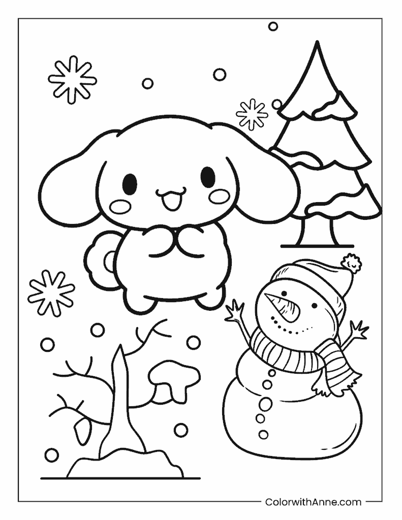 Winter Cinnamoroll Coloring Page