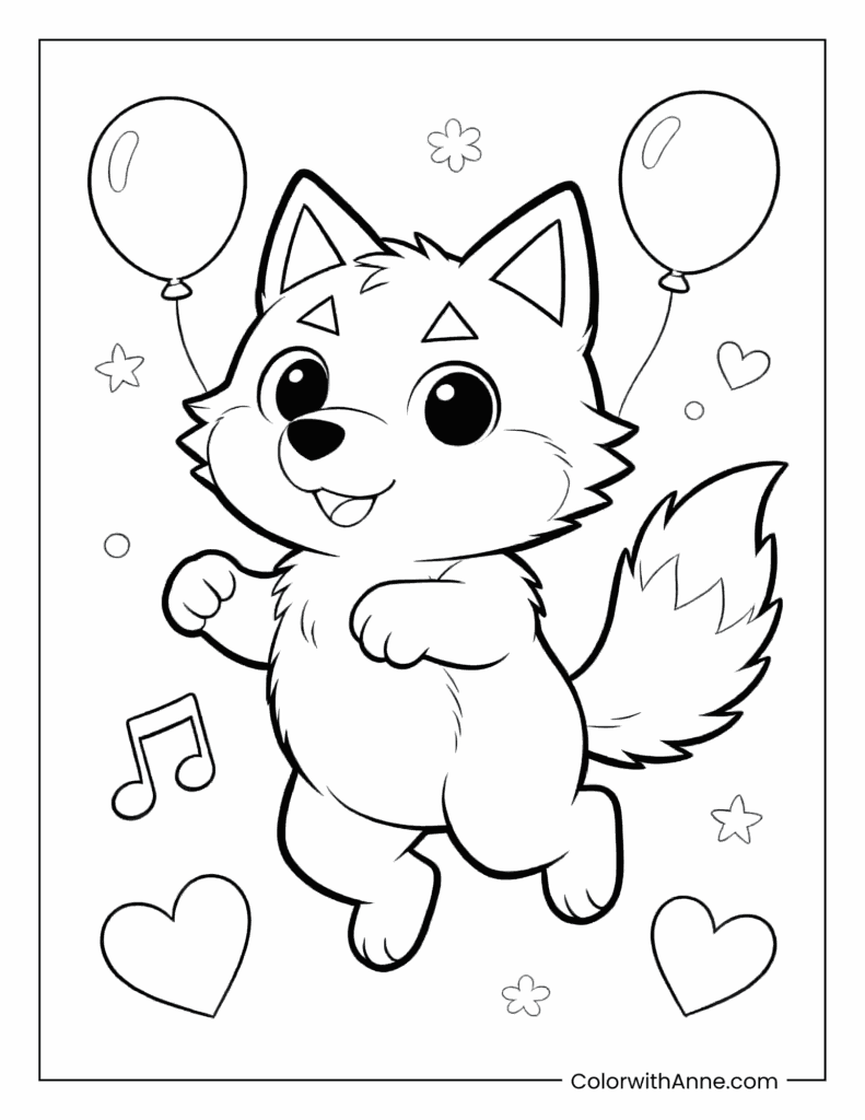 Wolf Cub Dancing Coloring Page