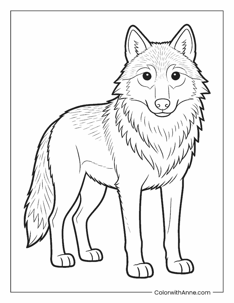 Wolf with Detailed Fur Coloring Page