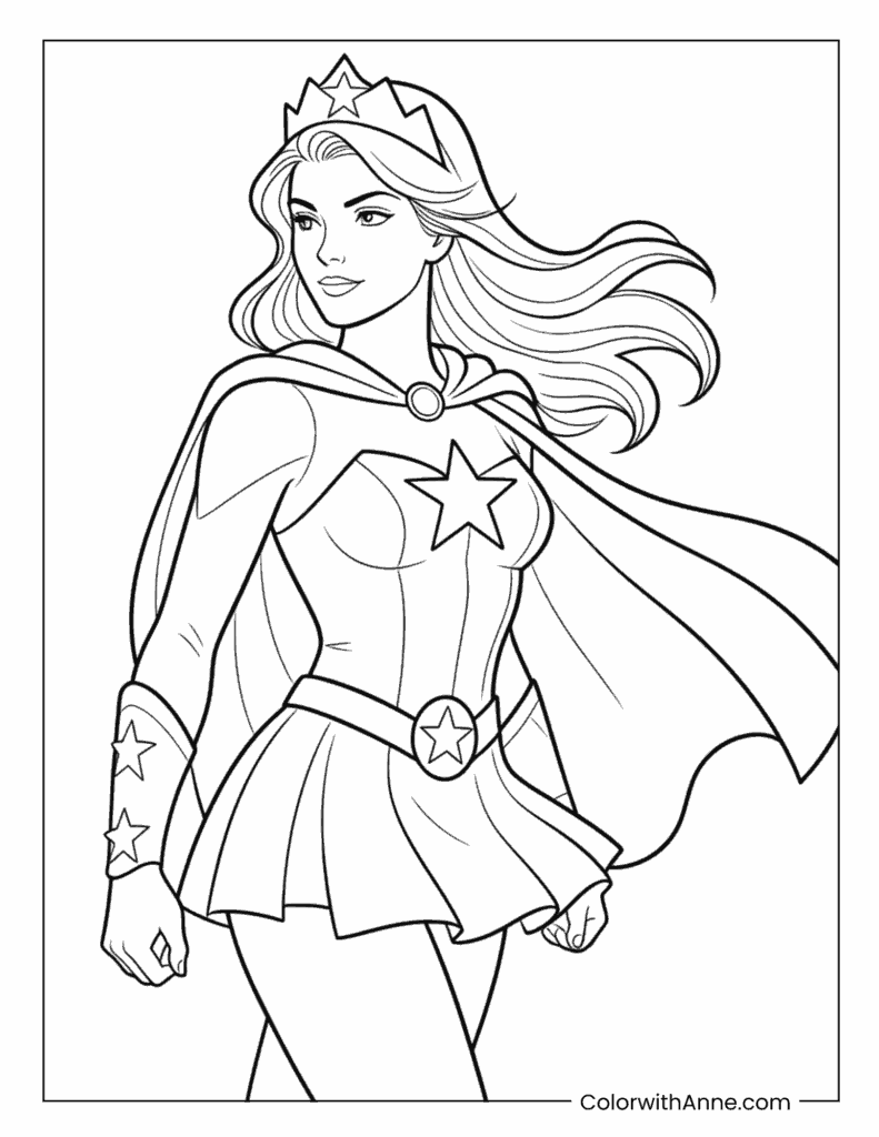 Wonder Woman Side Profile Coloring Page