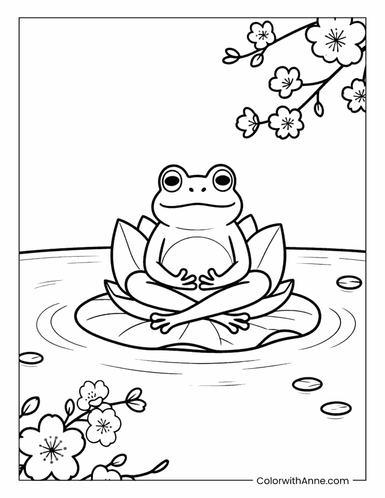 Yoga Frog Coloring Page