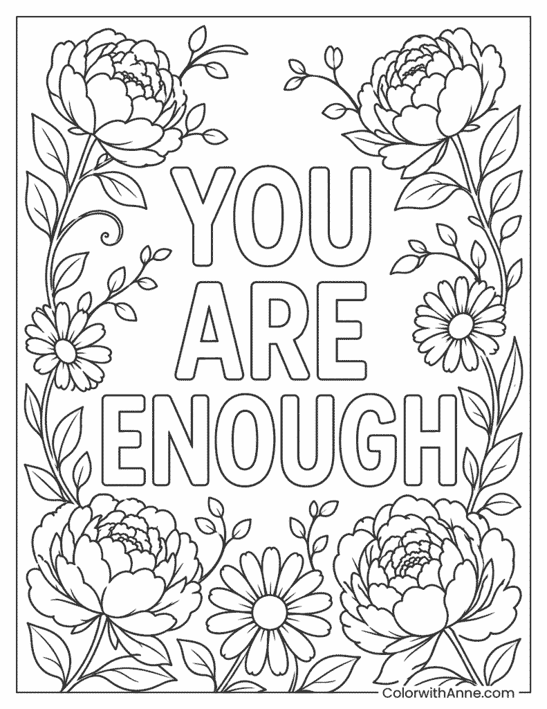 You Are Enough Coloring Page