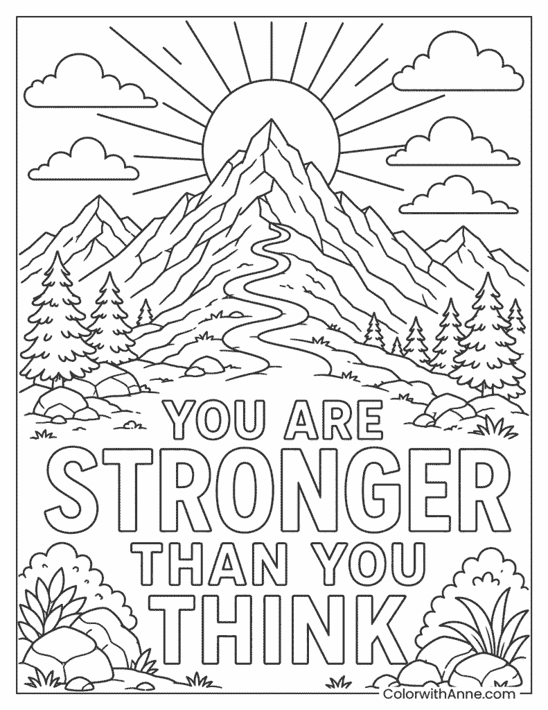 You Are Stronger Than You Think Coloring Page