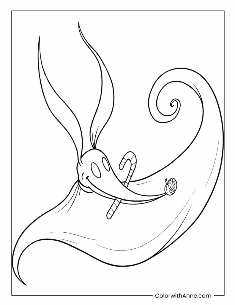Zero Flying with His Pumpkin Nose Coloring Page
