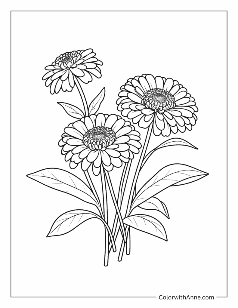 Zinnia Coloring Page