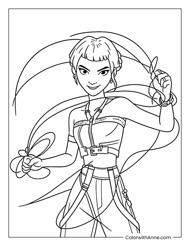 Zoey Confident Pose Coloring Page