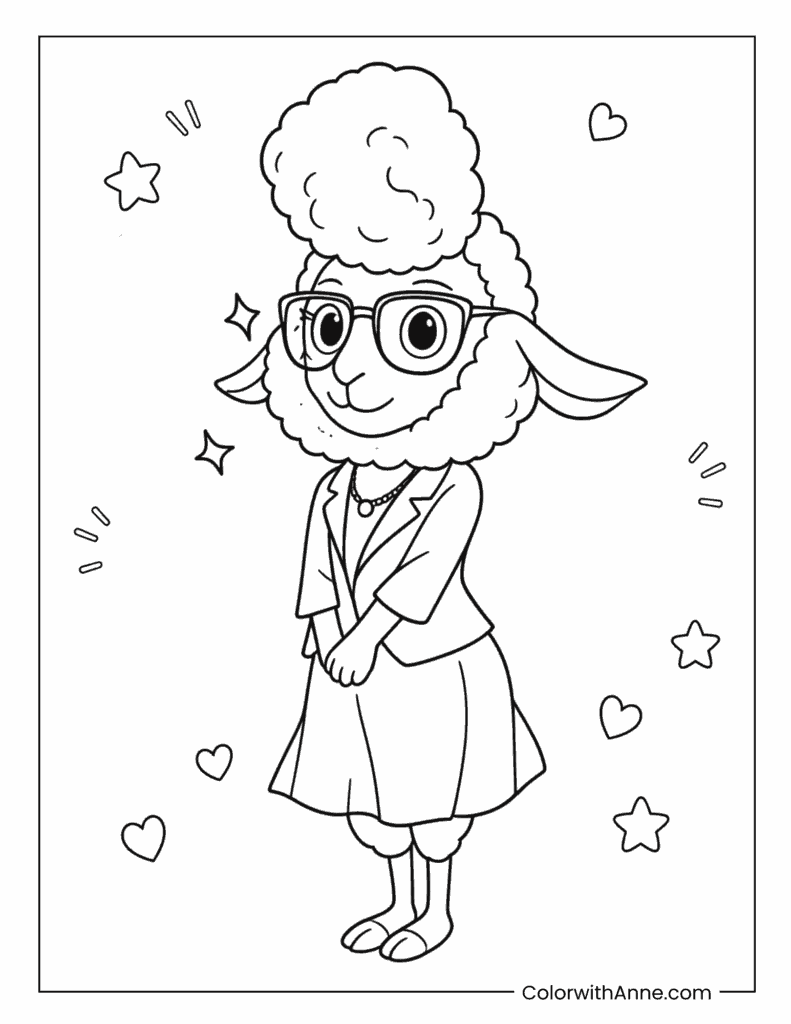 Zootopia Assistant Mayor Bellwether Coloring Page