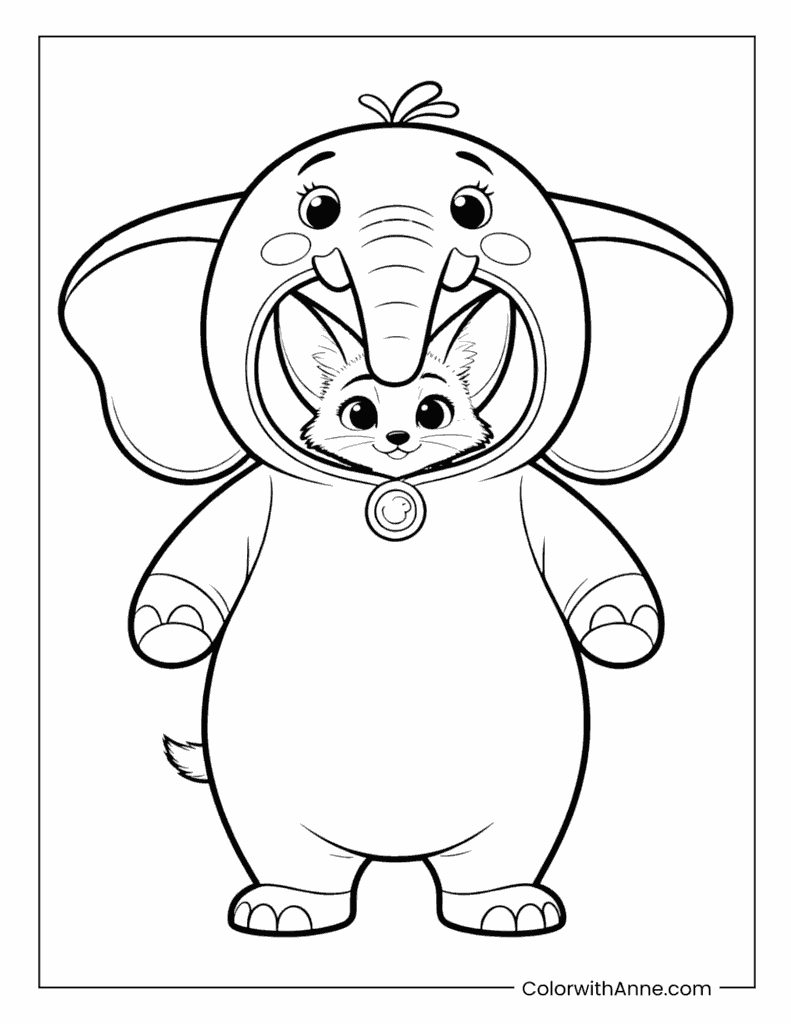 Zootopia Baby Finnick in His Bobo Suit Coloring Page