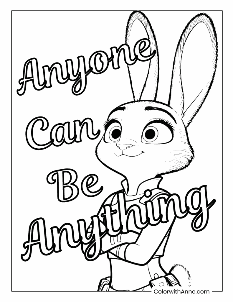 Zootopia Judy's Inspiration Quote Coloring Page