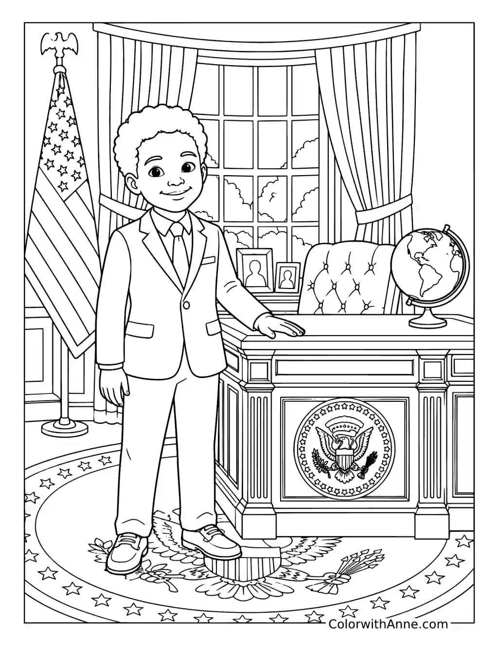 A Child Imagining Being President coloring page