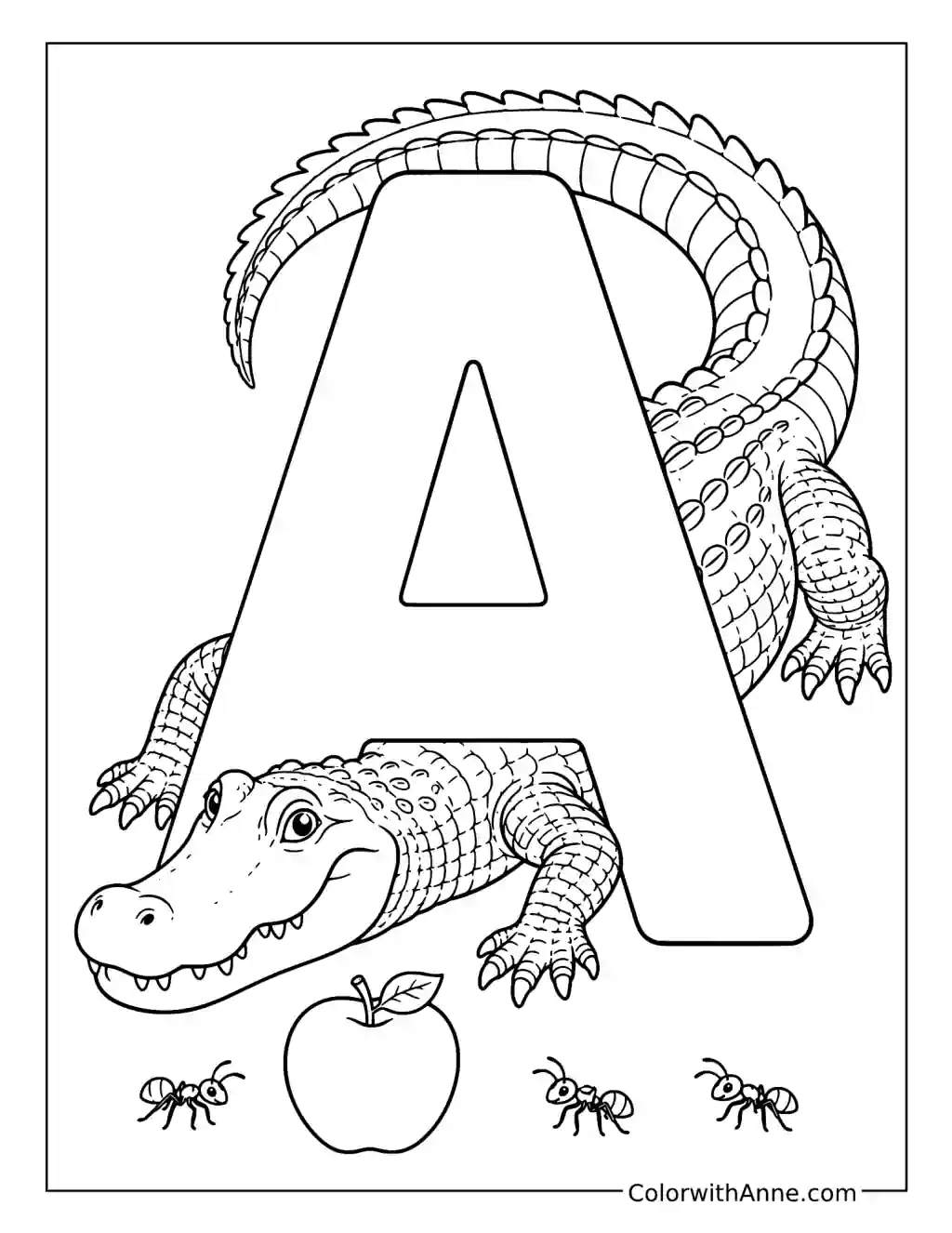 A Is for Alligator coloring page
