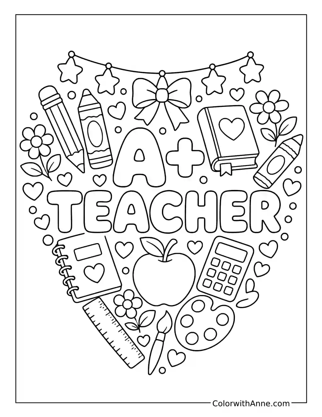 A+ Teacher coloring page