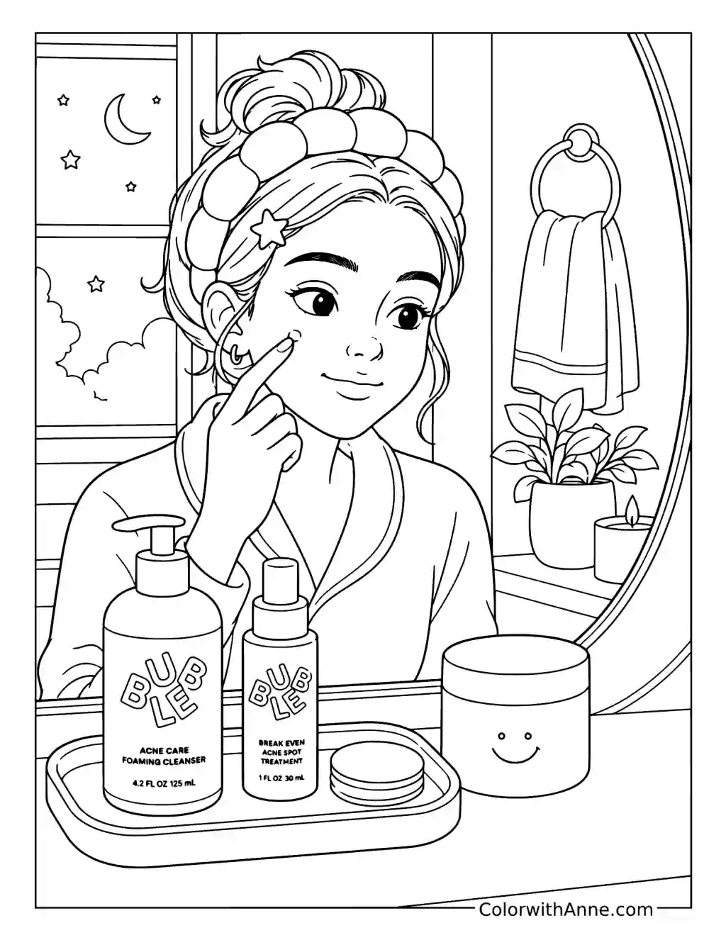 Acne Care Self-Care Night coloring page