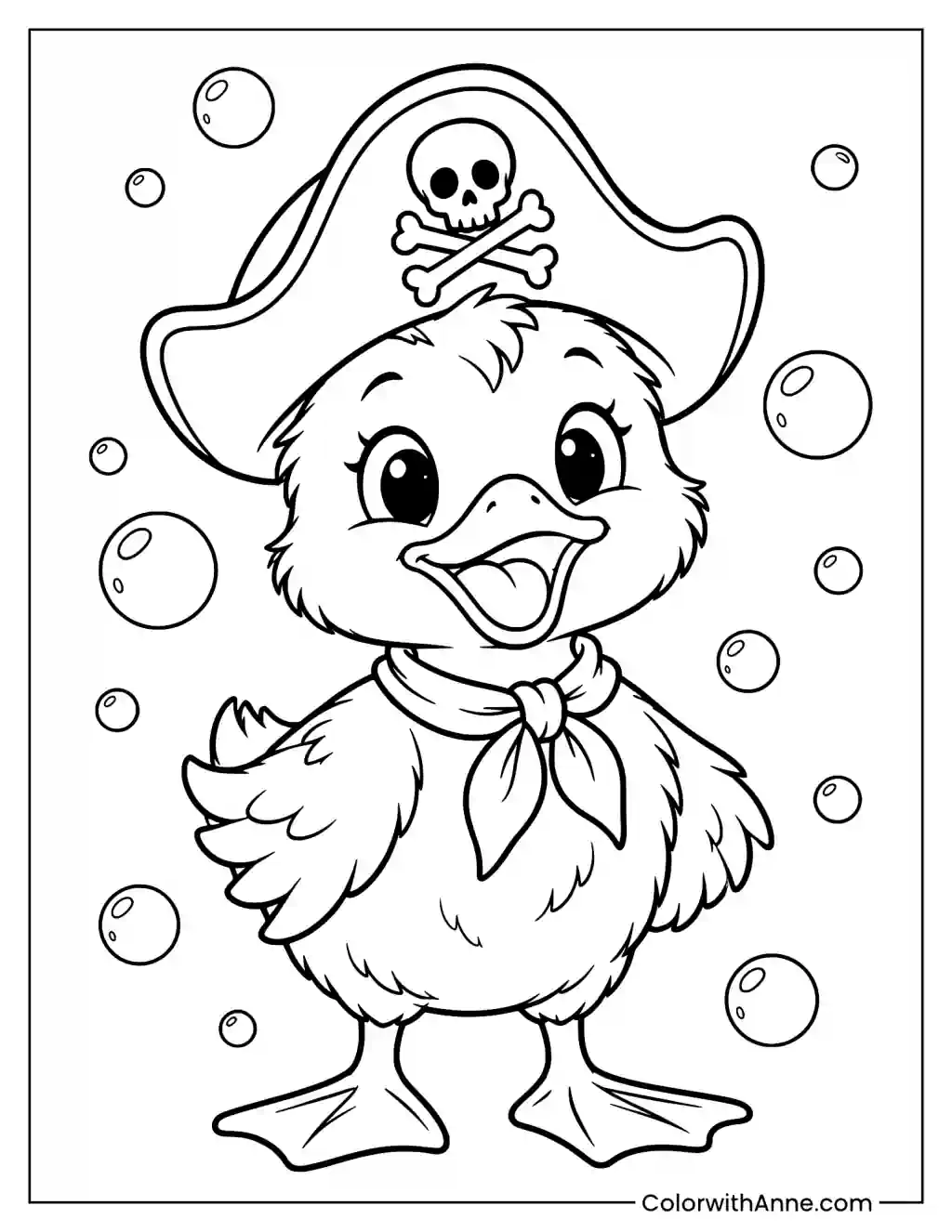 Adorable Pirate Duckling Adventure Coloring Page