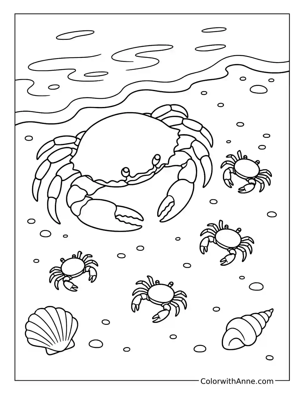 Adult Crab with Tiny Crabs coloring page