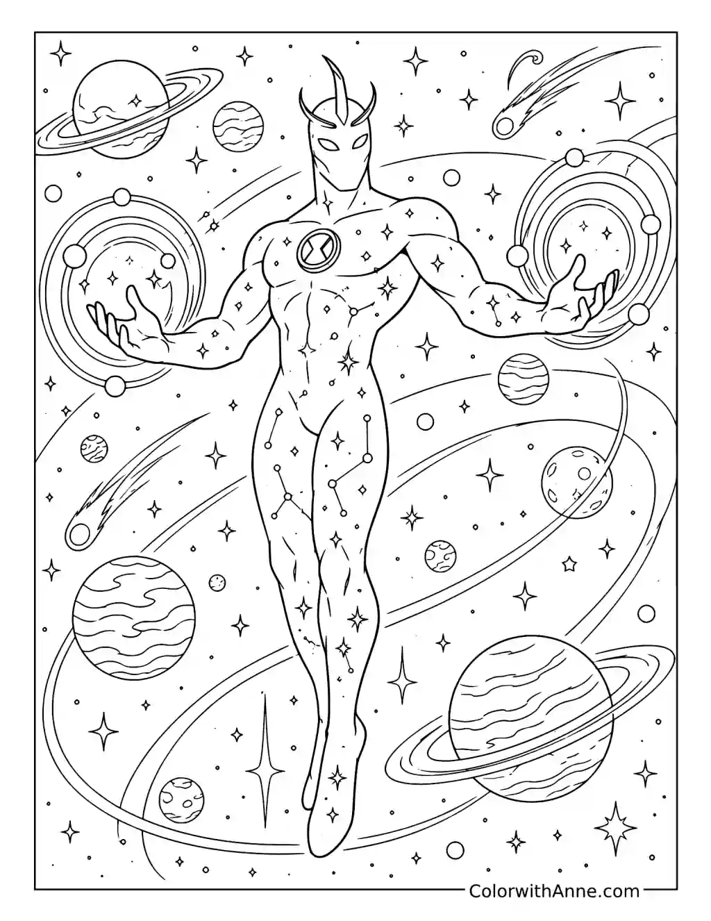 Alien X Cosmic Power coloring page