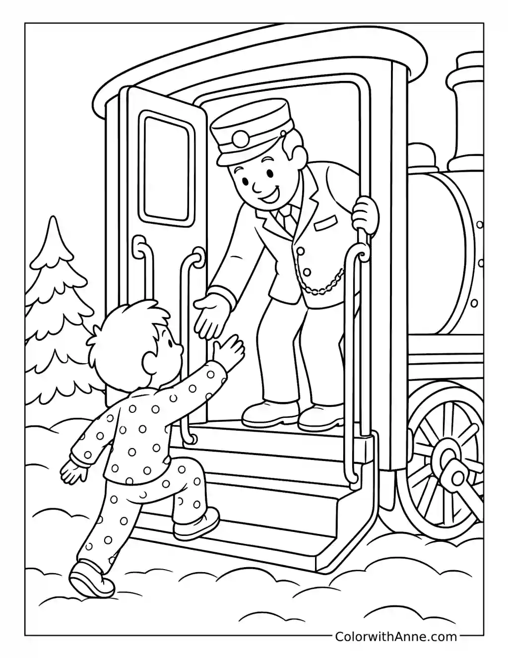 All Aboard the Polar Express coloring page