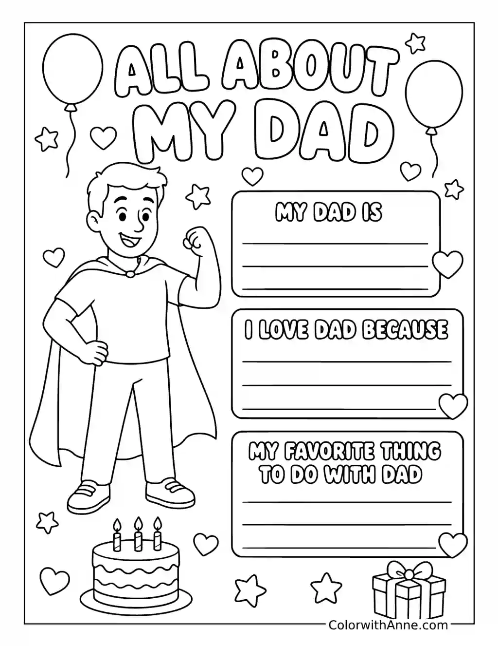 All About My Dad Birthday coloring page