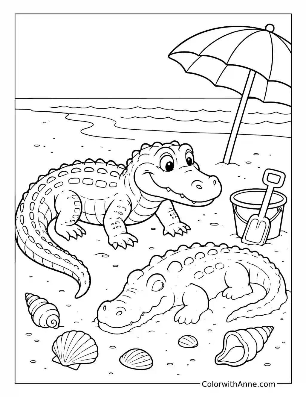 Alligator’s Beach Day coloring page