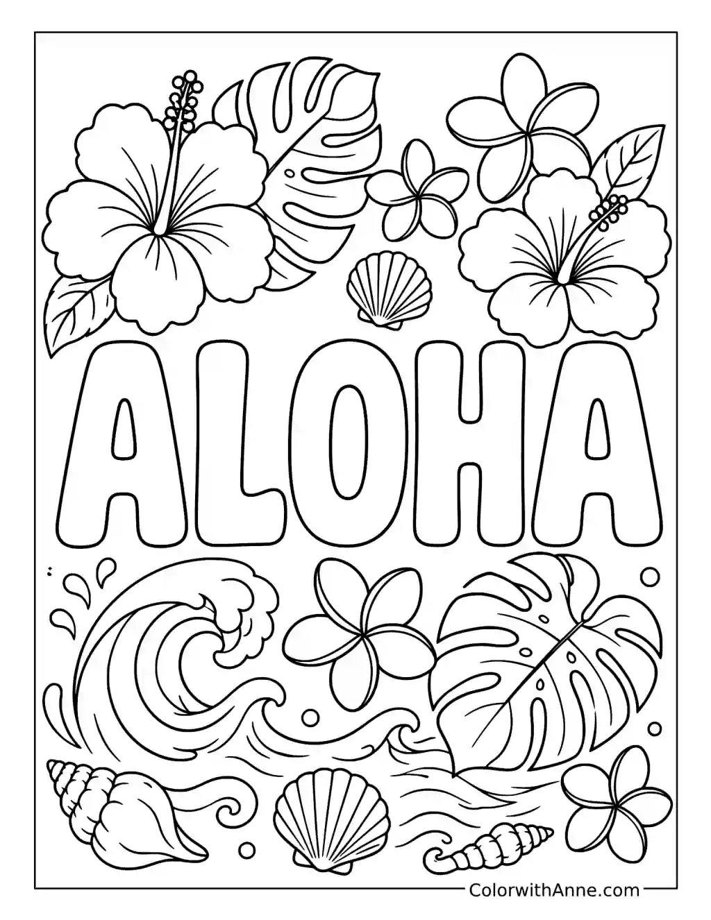 Aloha Floral Design coloring page