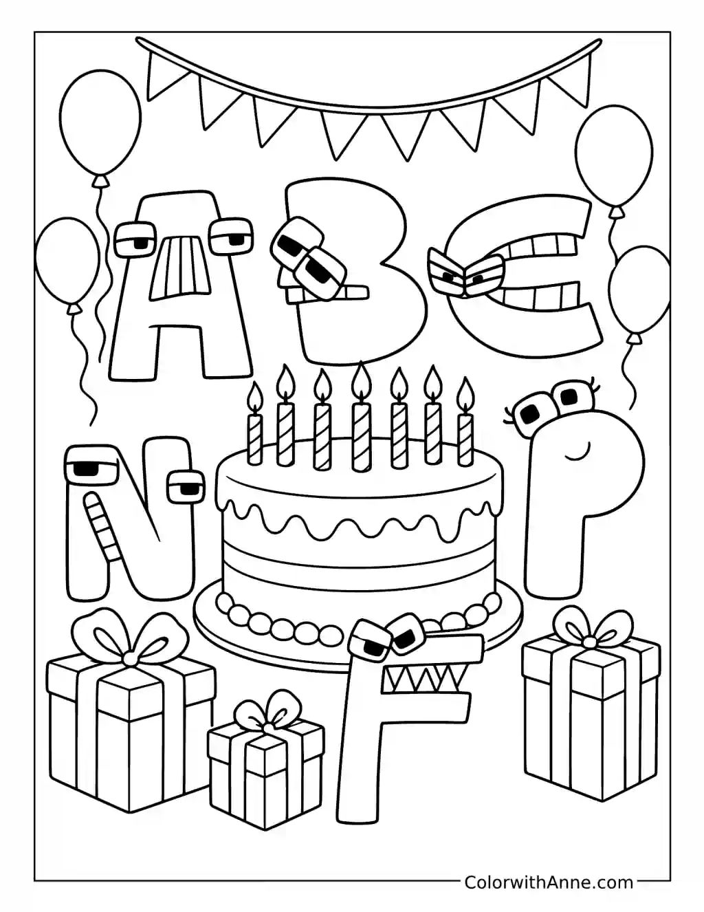 Alphabet Lore Birthday Party coloring page