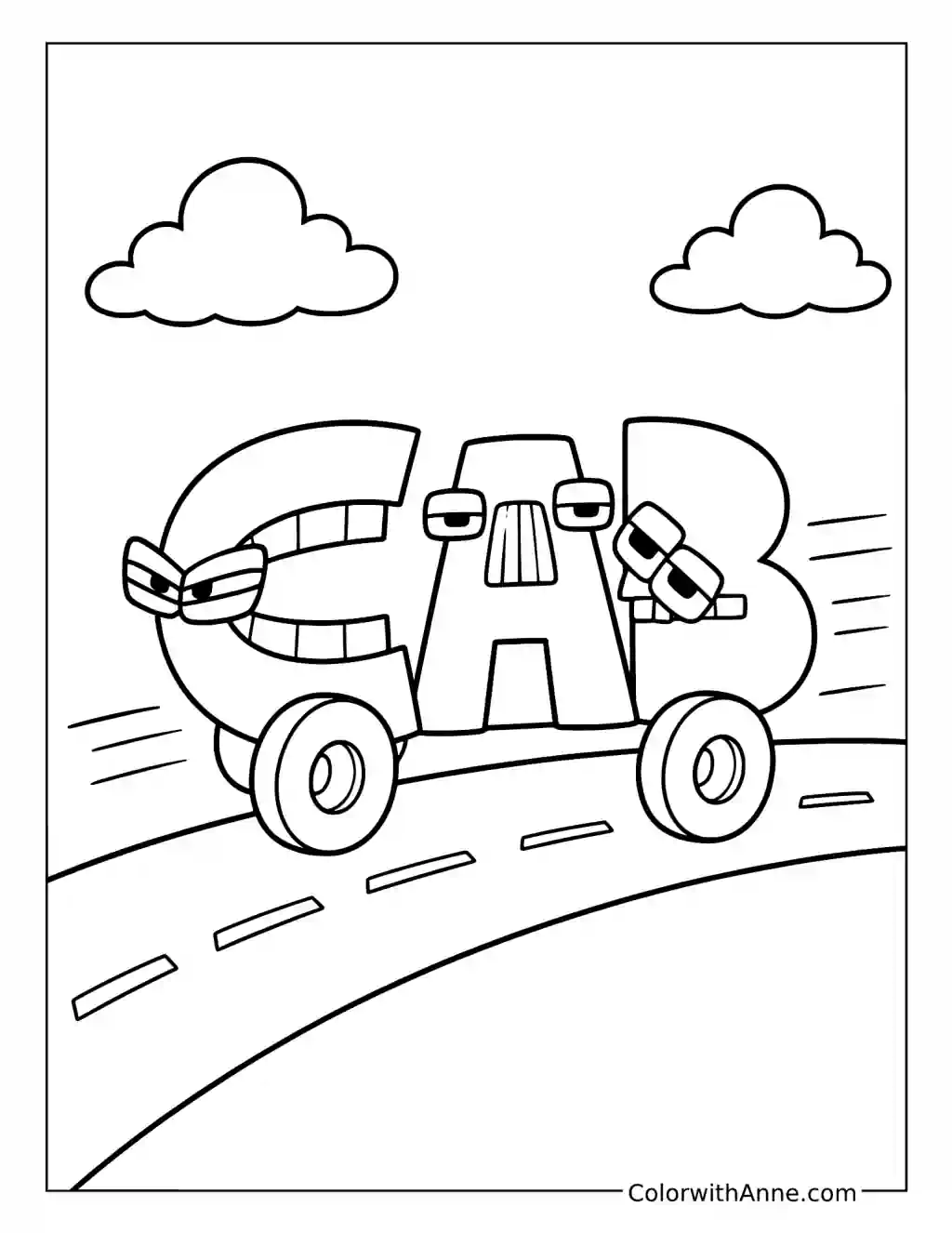 Alphabet Lore CAB Car coloring page