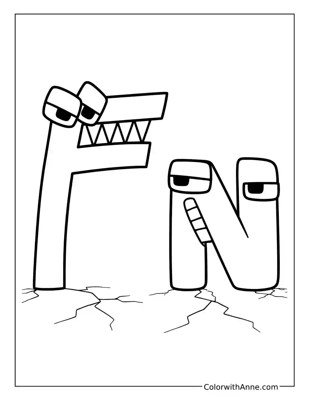 Alphabet Lore F and N coloring page