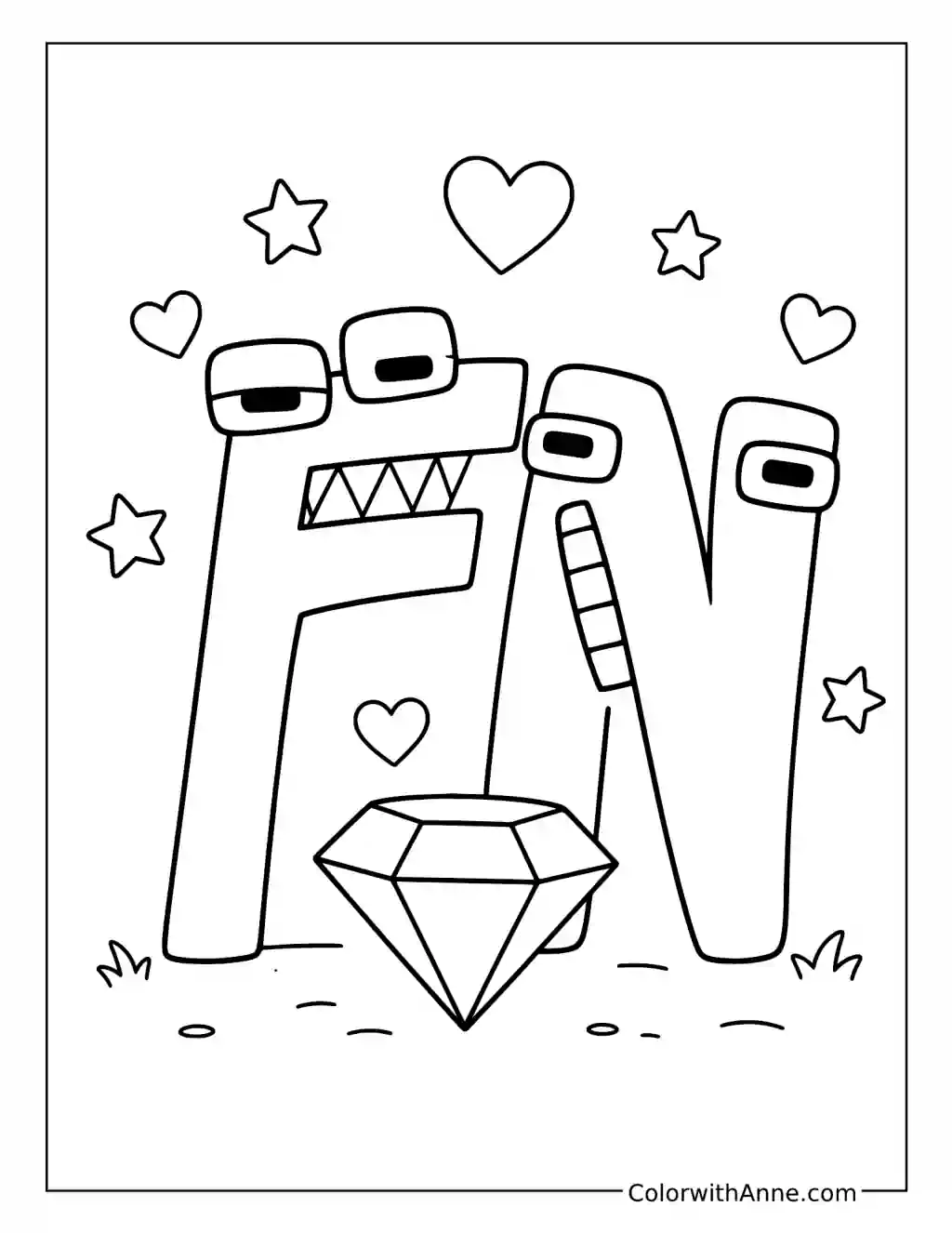 Alphabet Lore F and N Friendship coloring page