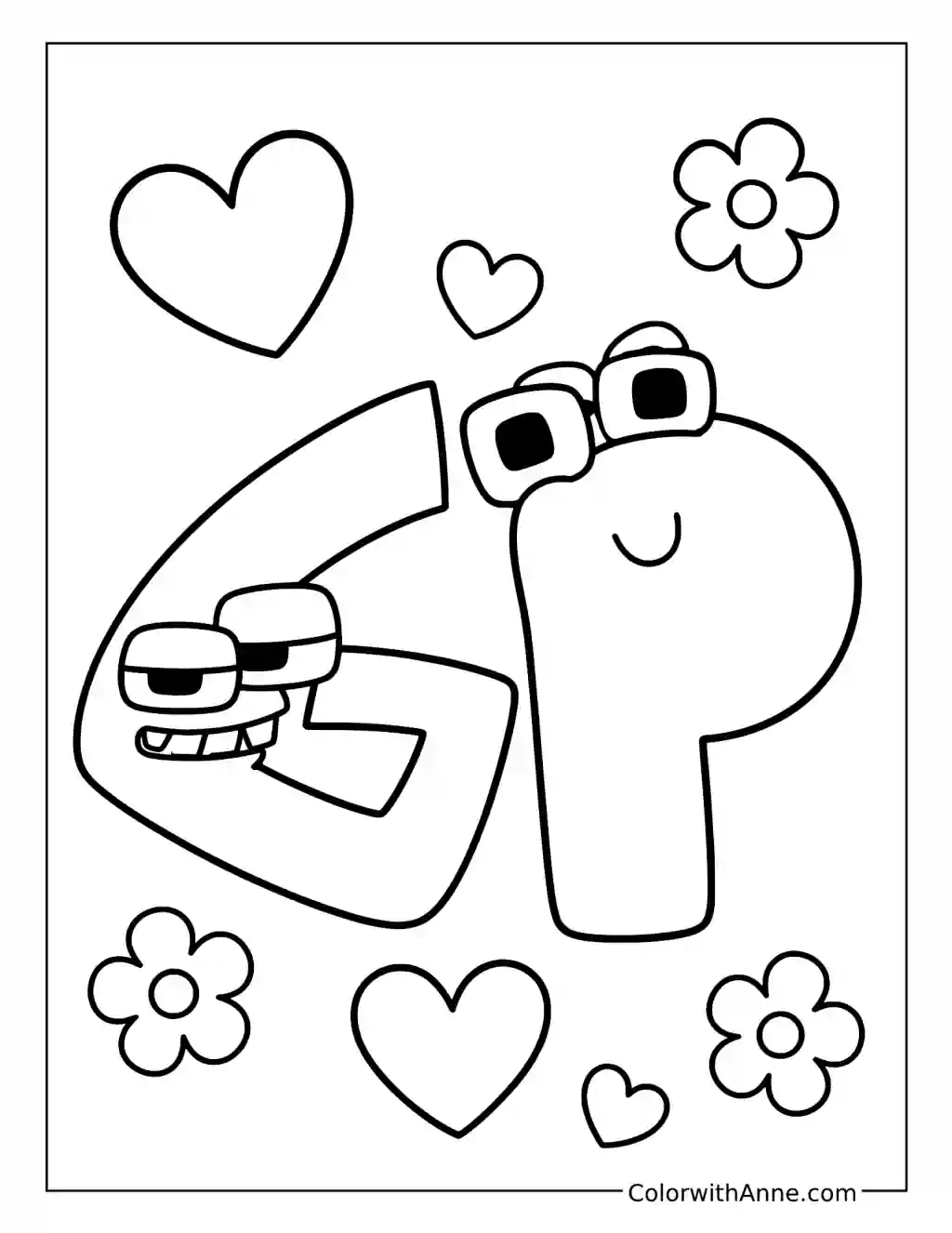 Alphabet Lore G and P coloring page