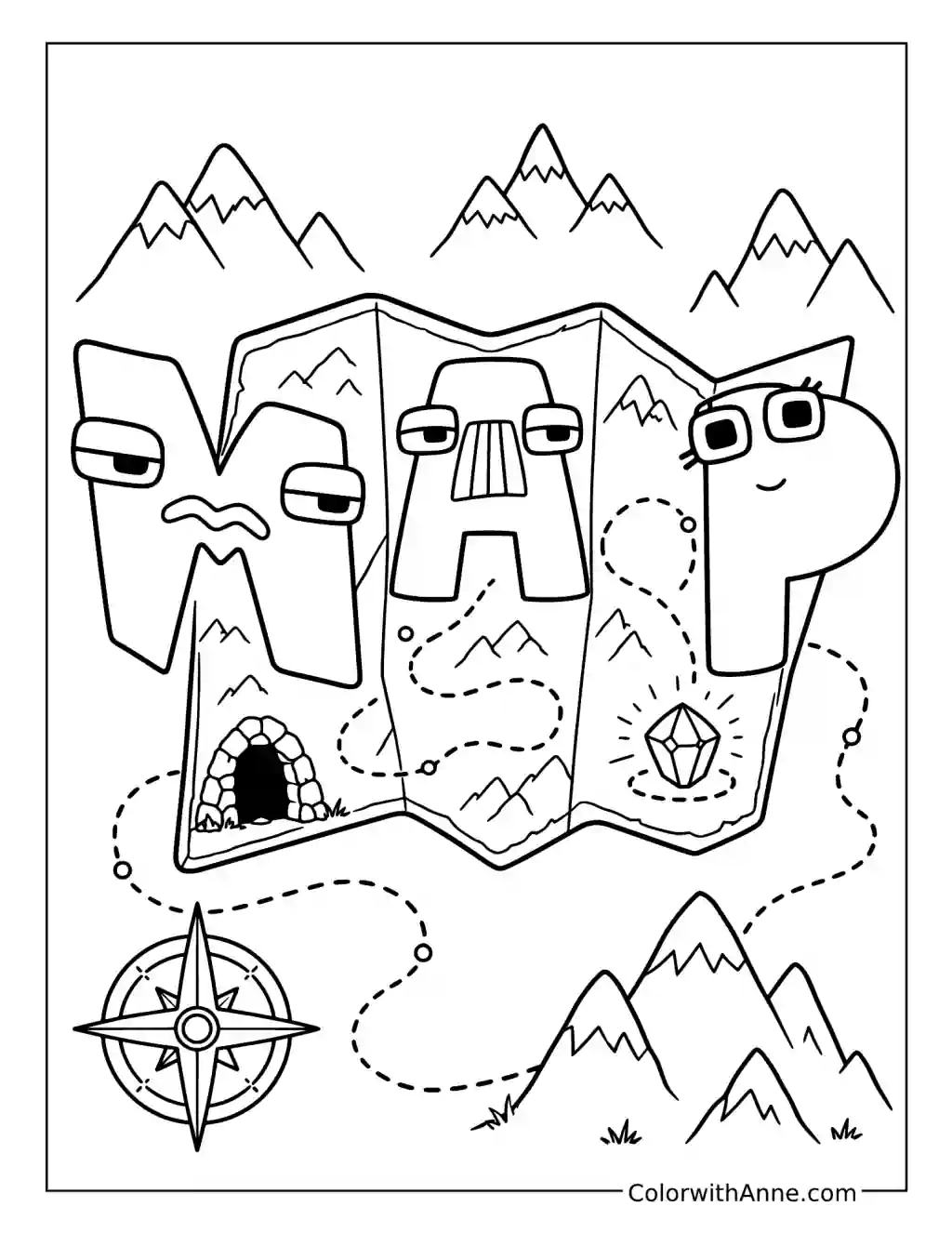 Alphabet Lore MAP Adventure coloring page