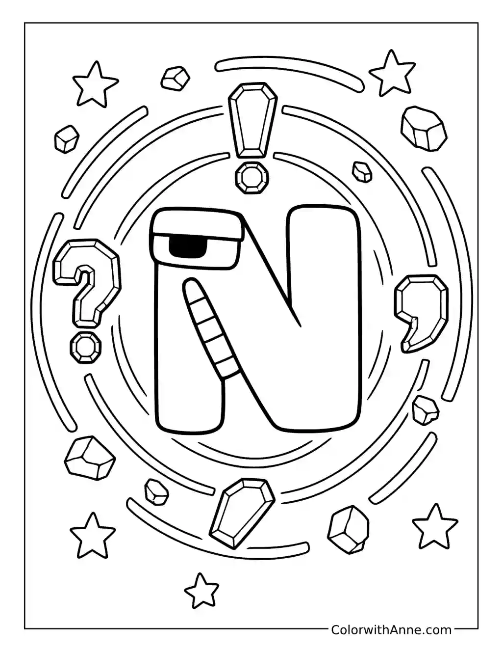 Alphabet Lore N with Superpowers coloring page