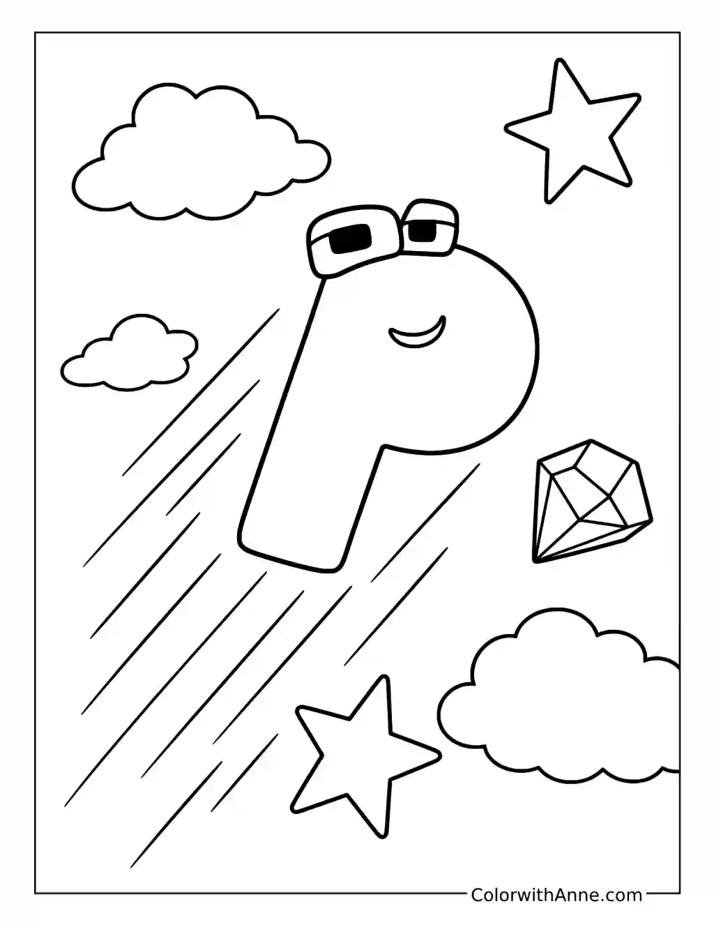 Alphabet Lore P Superhero coloring page