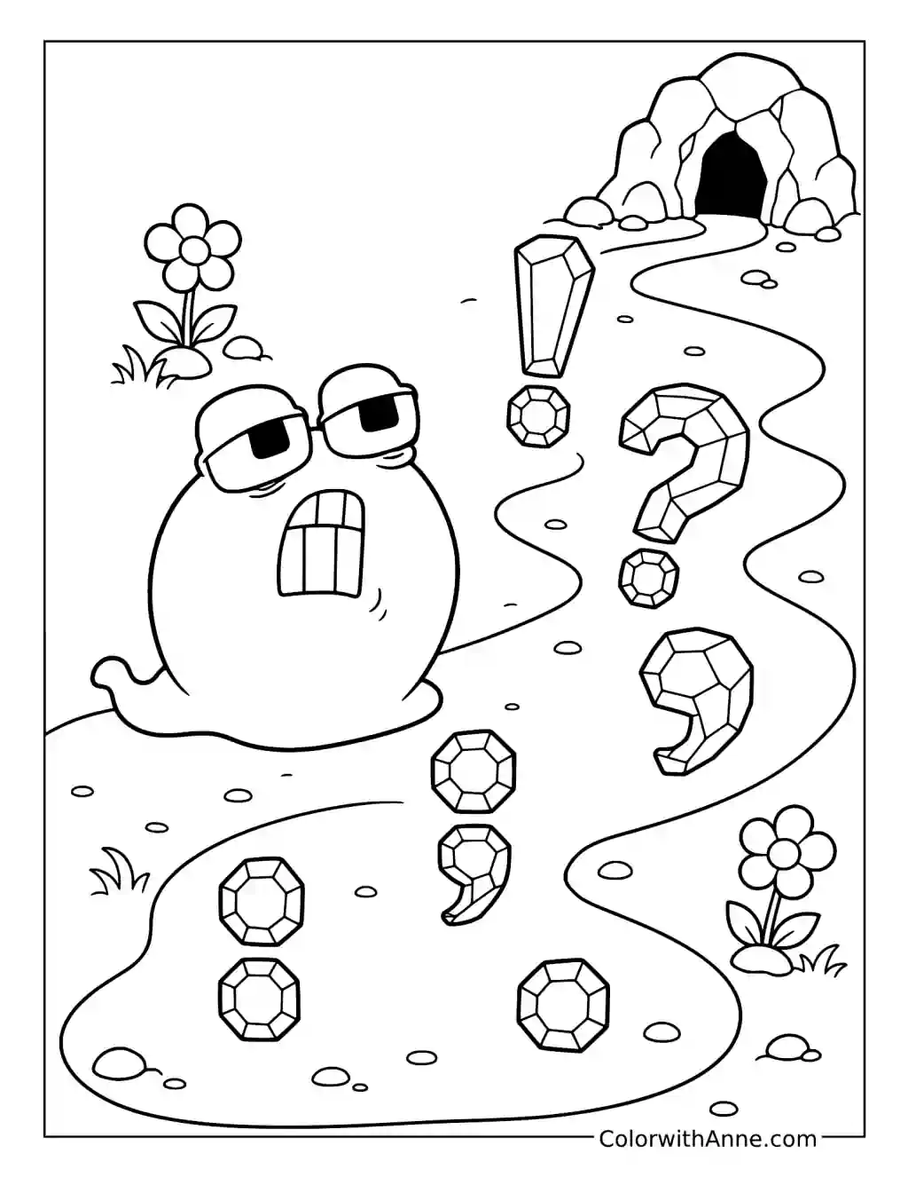 Alphabet Lore Q Finds the Gems coloring page