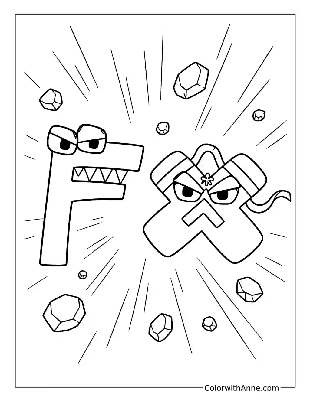 Alphabet Lore X Versus F coloring page