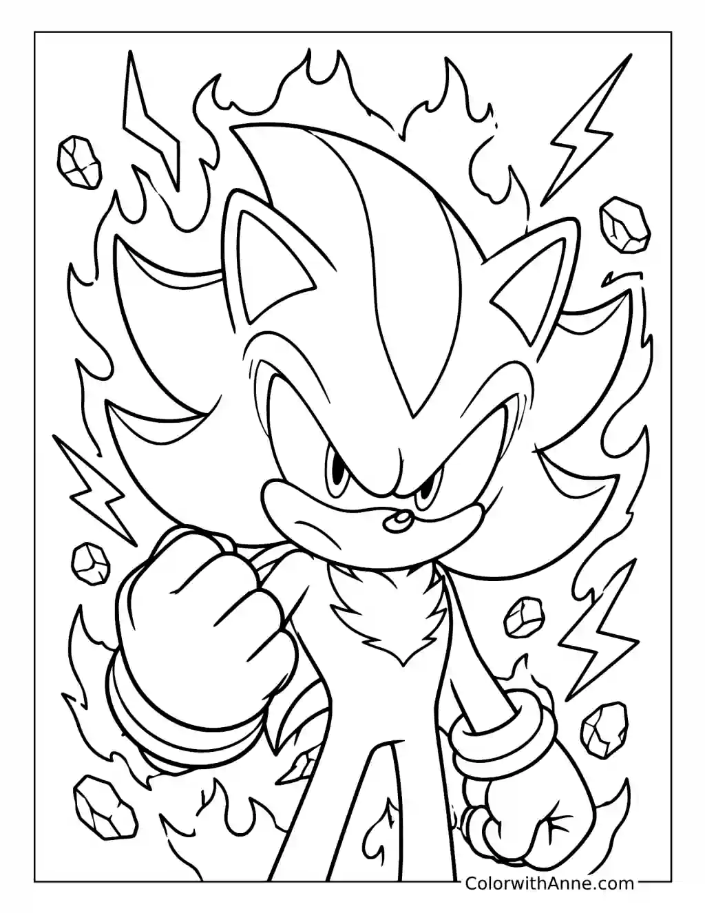 Angry Dark Sonic coloring page