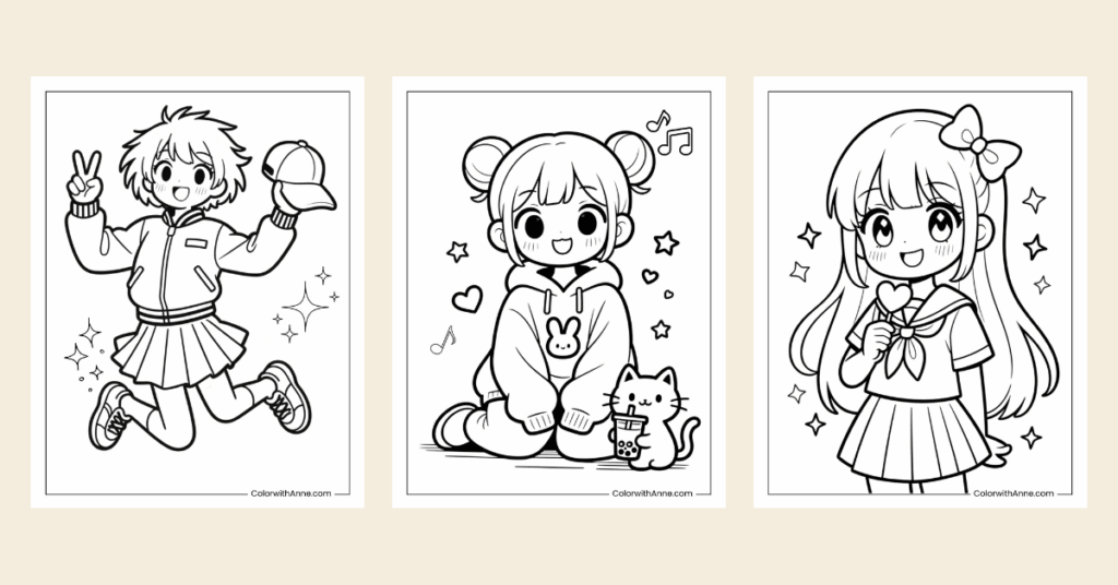anime girl coloring pages banner