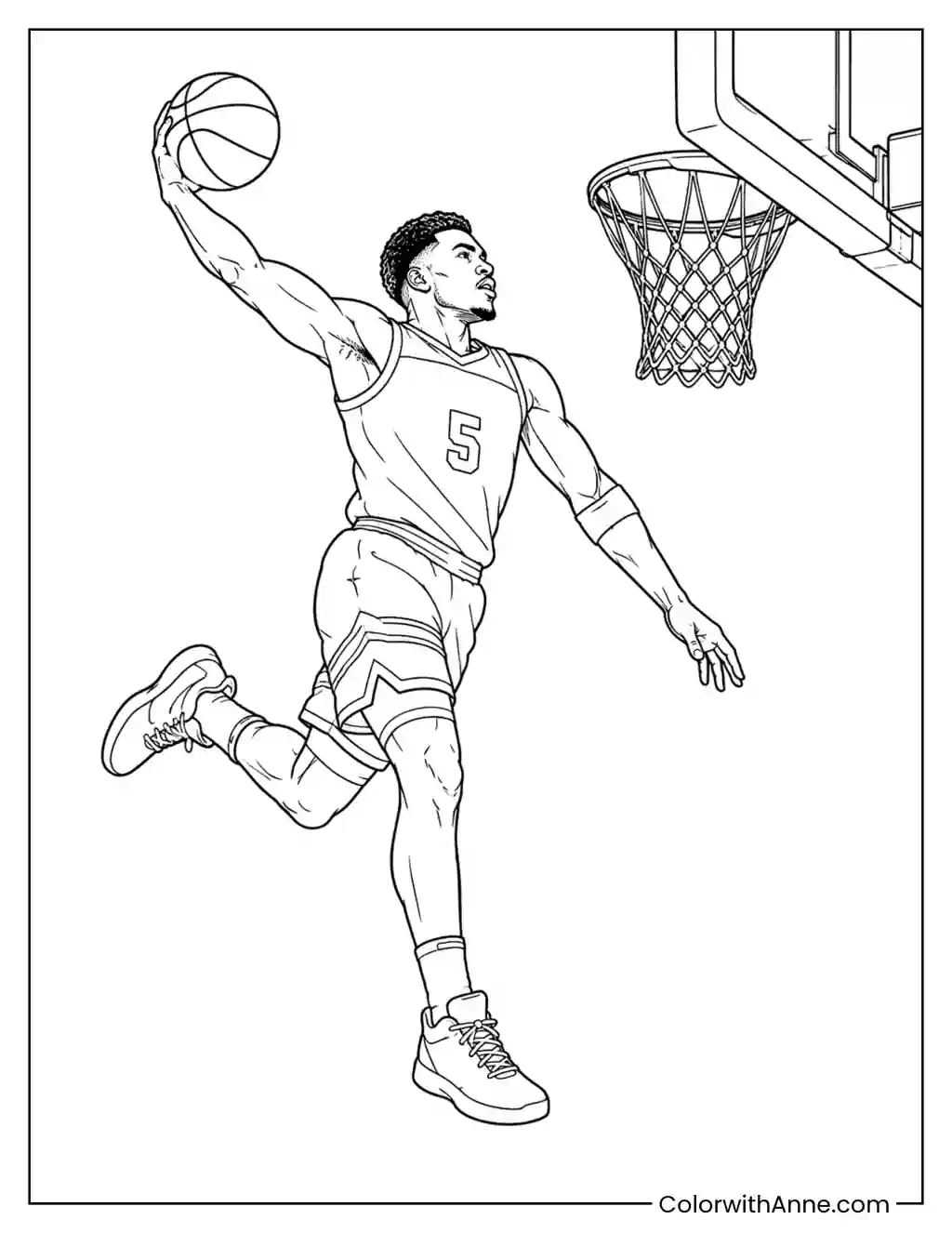 Anthony Edwards Explosive Windmill Dunk coloring page