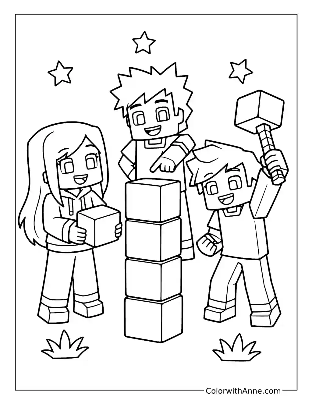 Aphmau and Friends Stacking Building Blocks coloring page