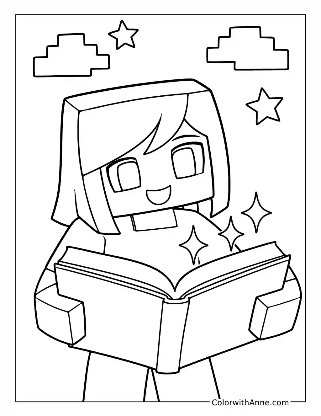 Aphmau Reading a Magical Book coloring page