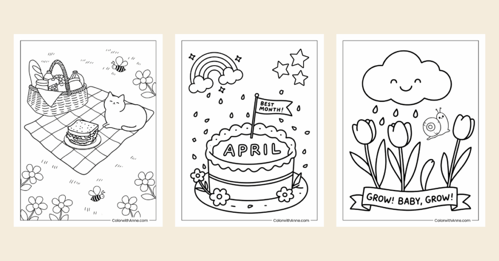 april coloring pages banner